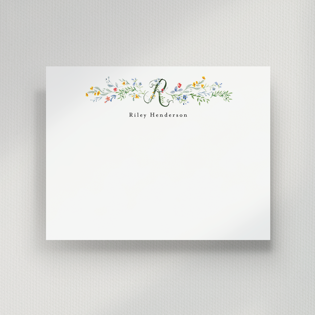 Monogram Script Personalized Notecard